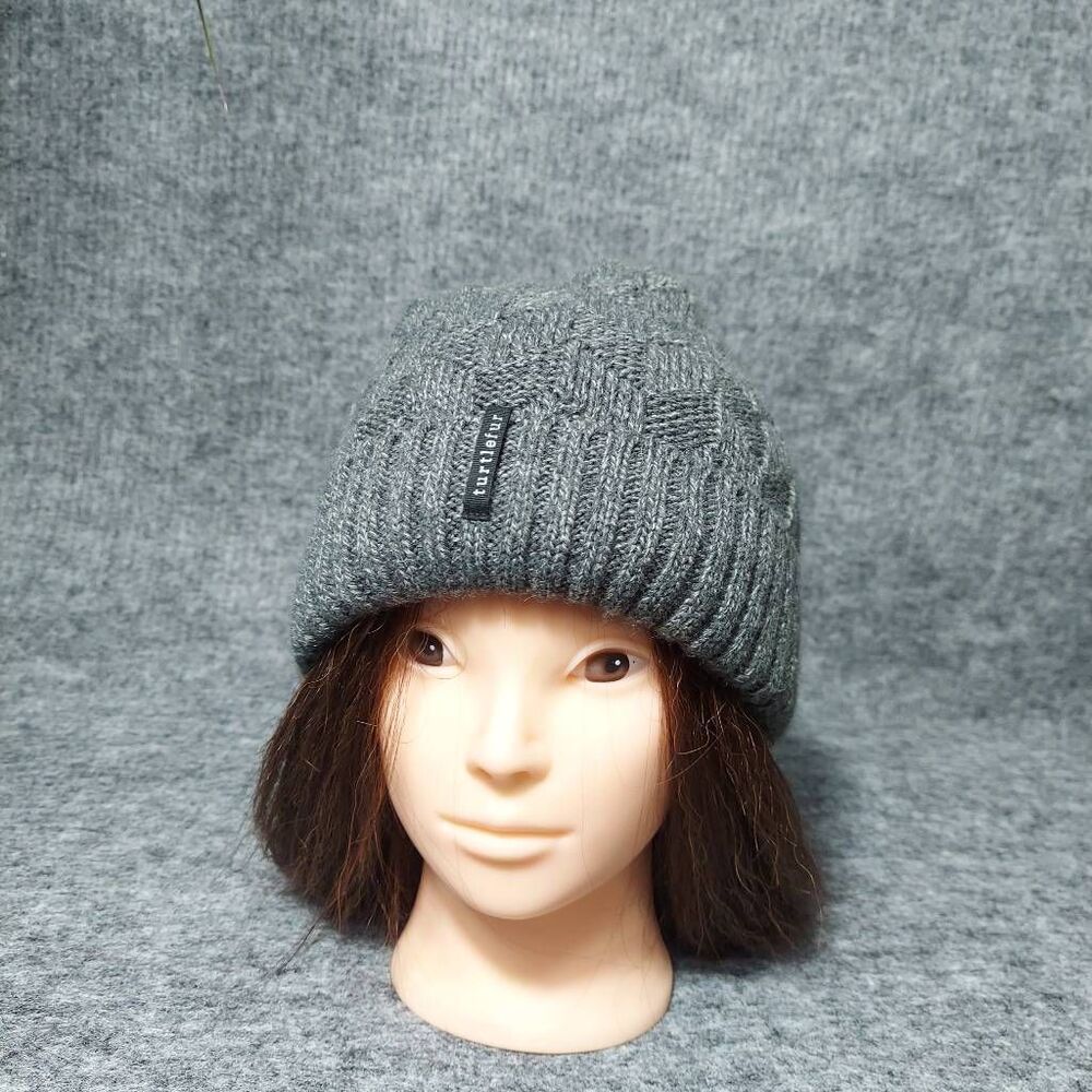 Turtlefur Beanie Adult one size gray patchwork cuffed winter gorpcore athleisure